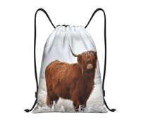 BYwenhopnbs Scottish Highlands Winter Landscape Drawstring Bag String Bag Lightweight Gym Backpack for Men Women