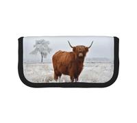 BYwenhopnbs Scottish Highlands Winter Landscape，Large Capacity Pencil Case, Pen Pouch Organizer Canvas Pencil Bag for Girls