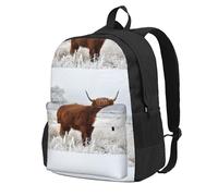 BYwenhopnbs Scottish Highlands Winter LandscapeSchool Backpack Travel Bag for Men Women College Back Pack with 15 Laptop Compartmen