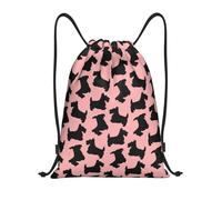 BYwenhopnbs Scottish Terrier Pattern Pink Black Drawstring Bag String Bag Lightweight Gym Backpack for Men Women