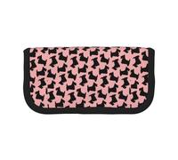 BYwenhopnbs Scottish Terrier Pattern Pink Black，Large Capacity Pencil Case, Pen Pouch Organizer Canvas Pencil Bag for Girls