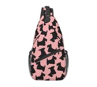 BYwenhopnbs Scottish Terrier Pattern Pink BlackSling Bag for Men Crossbody Small Travel Shoulder Daypack