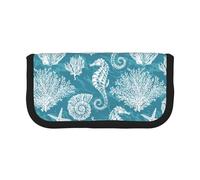 BYwenhopnbs Sea Shells Seahorse Coral，Large Capacity Pencil Case, Pen Pouch Organizer Canvas Pencil Bag for Girls