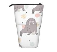 BYwenhopnbs Seal and Walrus Pattern Stand up Pencil case Holder, Telescopic Pencil Bag