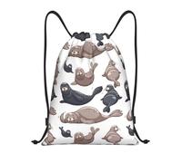 BYwenhopnbs Seals Illustration Sea Lion Drawstring Bag String Bag Lightweight Gym Backpack for Men Women