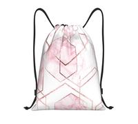 BYwenhopnbs Seamless Geometric Pattern With Gold Glitter Lines And Rose Marble Drawstring Bag String Bag Lightweight Gym Backpack for Men Women