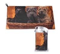 BYwenhopnbs Shar Pei Black Puppy Small Dogs Gray Puppy PetsQuick Dry Towel,Microfiber Towels Bulk for Adults 16"x 540"