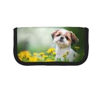 BYwenhopnbs Shih Tzu Little Cute Dogs Curly Puppy Pets Field,Large Capacity Pencil Case, Pen Pouch Organizer Canvas Pencil Bag for Girls