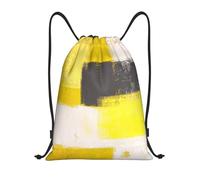 BYwenhopnbs Simply Modern Grey And Yellow Abstract Drawstring Bag String Bag Lightweight Gym Backpack for Men Women