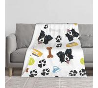 BYwenhopnbs Smiling Dog Border Collie,Super Soft Thick Comfy Cozy Throw Flannel Blanket Couch 60"x50"