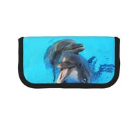 BYwenhopnbs Smiling Face Dolphins Printed，Large Capacity Pencil Case, Pen Pouch Organizer Canvas Pencil Bag for Girls