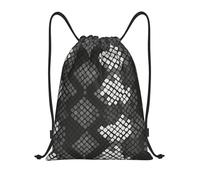 BYwenhopnbs Snake Skin Black Grey White Drawstring Bag String Bag Lightweight Gym Backpack for Men Women