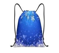 BYwenhopnbs Snowflake Blue Winter Christmas Drawstring Bag String Bag Lightweight Gym Backpack for Men Women