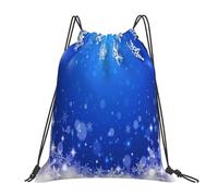 BYwenhopnbs Snowflake Blue Winter ChristmasDrawstring Backpack Sports Gym Sackpack Water Resistant String Bag for Women Men