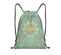 BYwenhopnbs Soft Sage Green And Gold Celtic Mandala Drawstring Bag String Bag Lightweight Gym Backpack for Men Women