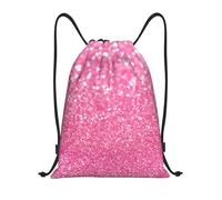 BYwenhopnbs Sparkling Pink Glitter Printed Drawstring Bag String Bag Lightweight Gym Backpack for Men Women