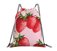 BYwenhopnbs Strawberries With Pink BackgroundDrawstring Backpack Sports Gym Sackpack Water Resistant String Bag for Women Men
