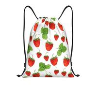 BYwenhopnbs Strawberry Plants Fruit White Print Drawstring Bag String Bag Lightweight Gym Backpack for Men Women