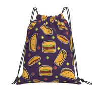 BYwenhopnbs Taco Hamburger Hot Dog PatternDrawstring Backpack Sports Gym Sackpack Water Resistant String Bag for Women Men