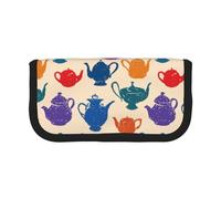 BYwenhopnbs Tea Pots Pattern,Large Capacity Pencil Case, Pen Pouch Organizer Canvas Pencil Bag for Girls
