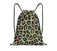 BYwenhopnbs Teal Leopard Chic Animal Print Drawstring Bag String Bag Lightweight Gym Backpack for Men Women