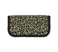 BYwenhopnbs Teal Leopard Chic Animal Print,Large Capacity Pencil Case, Pen Pouch Organizer Canvas Pencil Bag for Girls