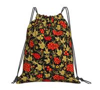 BYwenhopnbs Traditional Russian KhokhlomaDrawstring Backpack Sports Gym Sackpack Water Resistant String Bag for Women Men
