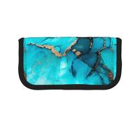 BYwenhopnbs Trendy Abstract Teal Gold Swirls，Large Capacity Pencil Case, Pen Pouch Organizer Canvas Pencil Bag for Girls
