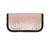 BYwenhopnbs Trendy Faux Rose Gold Glitter Ombre Leopard,Large Capacity Pencil Case, Pen Pouch Organizer Canvas Pencil Bag for Girls