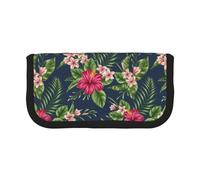 BYwenhopnbs Tropical Flowers Frangipani Hibiscus,Large Capacity Pencil Case, Pen Pouch Organizer Canvas Pencil Bag for Girls