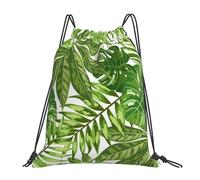 BYwenhopnbs Tropical Leaves Exotic Palm Foliage Jungle Fashion Plant Nature GreenDrawstring Backpack Sports Gym Sackpack Water Resistant String Bag for Women Men