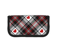 BYwenhopnbs Valentines Plaid Hearts，Large Capacity Pencil Case, Pen Pouch Organizer Canvas Pencil Bag for Girls