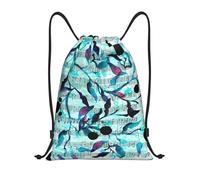 BYwenhopnbs Watercolour Music Branches Leaves Drawstring Bag String Bag Lightweight Gym Backpack for Men Women