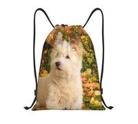 BYwenhopnbs Westie Autumn West Highland White Terrier Dogs Drawstring Bag String Bag Lightweight Gym Backpack for Men Women