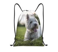 BYwenhopnbs Westie Lawn West Highland White Terrier Dogs Drawstring Bag String Bag Lightweight Gym Backpack for Men Women