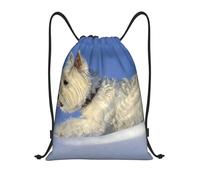 BYwenhopnbs Westie Winter West Highland White Terrier Dogs Drawstring Bag String Bag Lightweight Gym Backpack for Men Women
