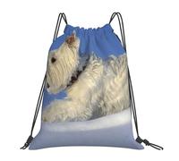 BYwenhopnbs Westie Winter West Highland White Terrier DogsDrawstring Backpack Sports Gym Sackpack Water Resistant String Bag for Women Men