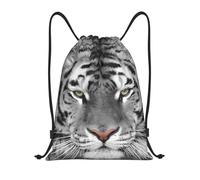 BYwenhopnbs White Beautiful Tiger Print Drawstring Bag String Bag Lightweight Gym Backpack for Men Women