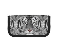 BYwenhopnbs White Beautiful Tiger Print,Large Capacity Pencil Case, Pen Pouch Organizer Canvas Pencil Bag for Girls