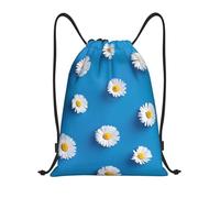 BYwenhopnbs White Daisy Printed Drawstring Bag String Bag Lightweight Gym Backpack for Men Women