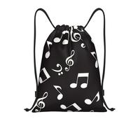 BYwenhopnbs White Music Notes Drawstring Bag String Bag Lightweight Gym Backpack for Men Women