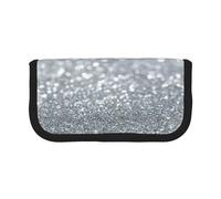 BYwenhopnbs White Silver Glitter Bokeh Glam Trendy Sparkle，Large Capacity Pencil Case, Pen Pouch Organizer Canvas Pencil Bag for Girls