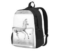 BYwenhopnbs White Stallion Running Horse Gallop Motion Speed EquestrianSchool Backpack Travel Bag for Men Women College Back Pack with 15 Laptop Compartmen