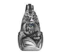 BYwenhopnbs White Tiger PatternSling Bag for Men Crossbody Small Travel Shoulder Daypack