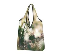 BYwenhopnbs Wild Spring Snowdrop Foldable Tote Bag, Waterproof Reusable Shopping Fold Up Bag for Travel