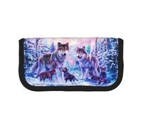 BYwenhopnbs Winter Snow Wolves Family,Large Capacity Pencil Case, Pen Pouch Organizer Canvas Pencil Bag for Girls