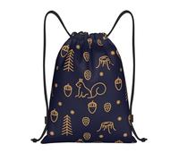 BYwenhopnbs Winter Woods And Squirrels Line Style Blue Drawstring Bag String Bag Lightweight Gym Backpack for Men Women
