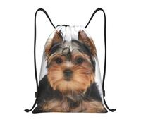 BYwenhopnbs Yorkshire Terrier Lies On White Drawstring Bag String Bag Lightweight Gym Backpack for Men Women