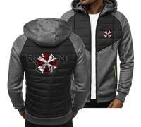 BYXLMS Mens Casual Hoodies for Resident/Evil/Umbrella Zip Up Jackets Lightweight Cardigans for Men-Dark Grey A||XXL