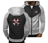 BYXLMS Mens Casual Hoodies for Resident/Evil/Umbrella Zip Up Jackets Lightweight Cardigans for Men-Light Grey A||M